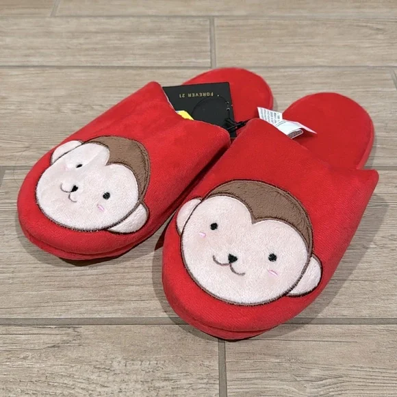 Forever 21 Fleece Monkey Slippers (Size: L)